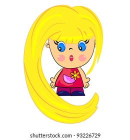 cartoon baby girl. vector blondy kid isolated on white background