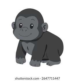 Uma caricatura de um gorila bebê com um grande sorriso no rosto. A imagem é em preto e branco e é muito bonito