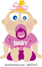 cartoon of baby happy and fun