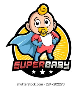 Cartoon Baby Hero Mascot Logo illustration template