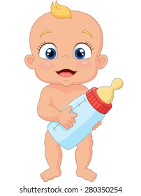 Cartoon Baby Holding Bottle 