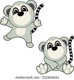 cartoon baby lemur in vector format