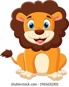 cartoon baby lion posing with a smile