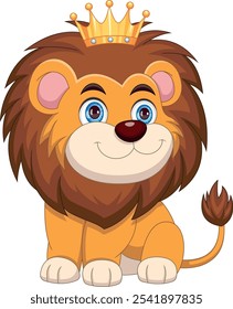 Cartoon baby lion wearing a crown