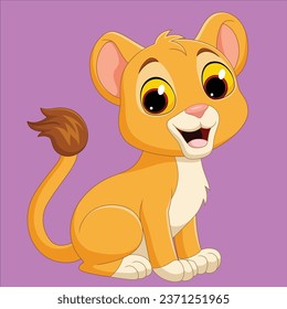 Cartoon baby lioness isolated character design illustration