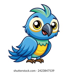 cartoon baby macaw on white background