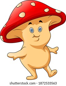 The Cartoon Of The Baby Mushroom Trying To Walk Step By Step With His Feets