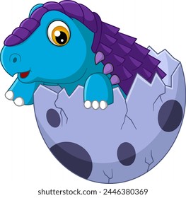 Cartoon baby nadosaurus hatching from egg of illustration