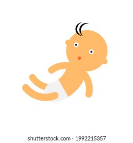 Cartoon of baby on white background.