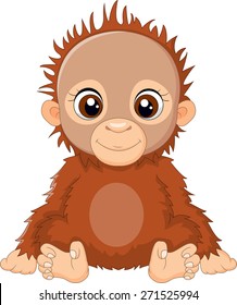 cartoon baby orangutan sitting