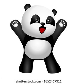 cartoon baby panda standing up looking to the side