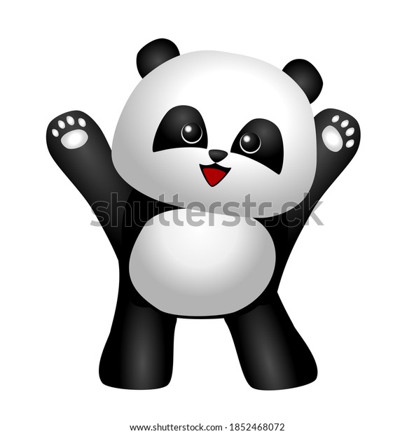 Cartoon Baby Panda Standing Looking Front Stock Vector (Royalty Free