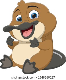 Cartoon  baby platypus isolated on white background