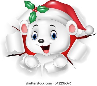 Cartoon baby polar bear ripping through the background