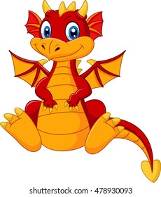Cartoon baby red dragon