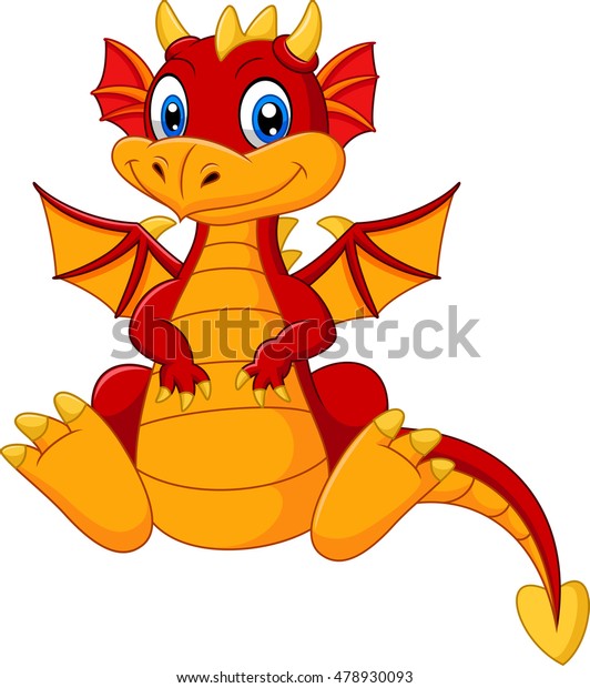 Cartoon Baby Red Dragon Stock Vector (Royalty Free) 478930093 ...