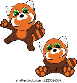 cartoon baby red panda in vector format
