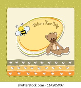 cartoon baby shower card with teddy bear