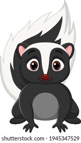 Cartoon baby skunk on white background