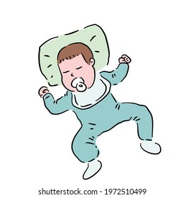 Cartoon baby sleeping with pacifier-vector 