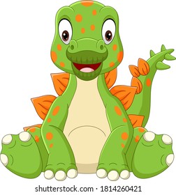 Cartoon Baby Stegosaurus Dinosaur Sitting