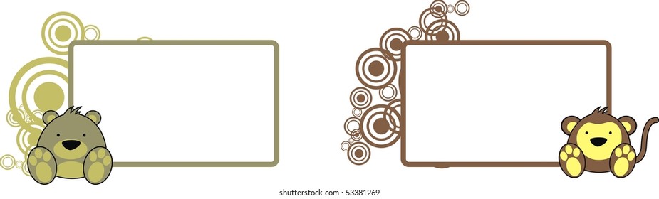 cartoon baby teddy bear and monkey in vector format