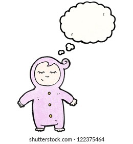 bebé de dibujos animados con burbuja de pensamiento