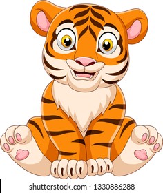 Cartoon baby tiger sitting