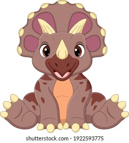 Caricatura del bebé triceratops dinosaurio sentado