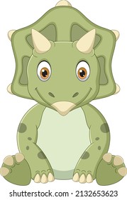 Cartoon Baby Triceratops Dinosaur Sitting