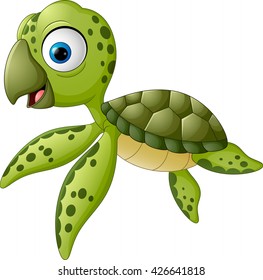 Cartoon baby turtle swimming