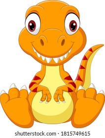 Cartoon baby tyrannosaurus dinosaur sitting