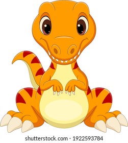 Cartoon baby tyrannosaurus dinosaur sitting