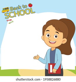 Cartoon Back to school teacher background