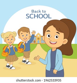 Cartoon Back to school teacher background