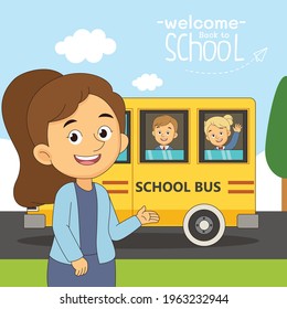 Caricatura De vuelta a la formación del profesor escolar