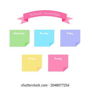 Cartoon back to school timetable template.