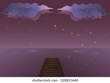 cartoon backgraund night sky with clouds