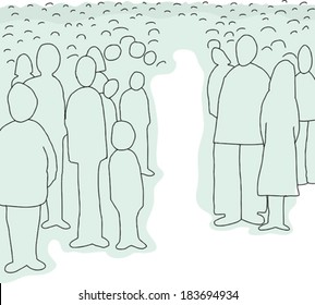 Cartoon background of abstract people standing