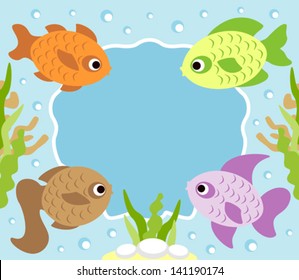 Cartoon background card with fish