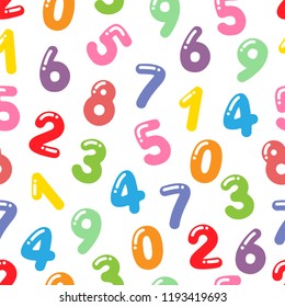 Cartoon background with colorful numbers. Seamless vector pattern