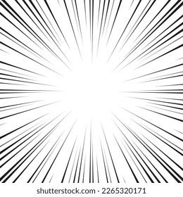 Cartoon background comic book action lines. Speed lines Manga frame isolated background.