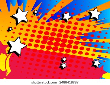 Cartoon Background, comic book backdrop. Retro vector comics pop art illustration design.