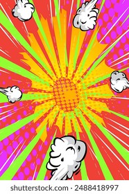 Cartoon Background, comic book backdrop. Retro vector comics pop art illustration design.