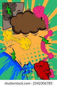 Cartoon background, comic book backdrop. Retro vector comics pop art design.