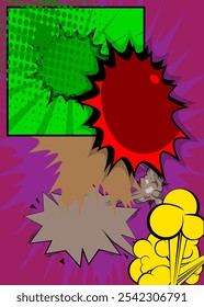 Cartoon background, comic book backdrop. Retro vector comics pop art design.