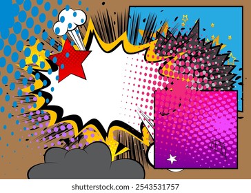 Cartoon Background, comic book backdrop. Retro vector comics pop art design.