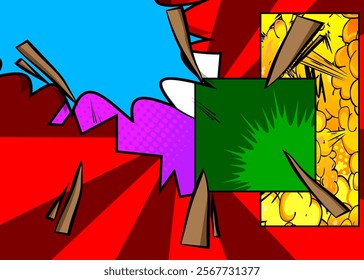 Cartoon background, comic book backdrop. Retro vector comics pop art design.