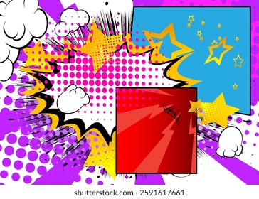 Cartoon background, comic book backdrop. Retro vector comics pop art design.