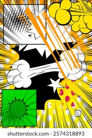 Cartoon Background, comic book burst poster. Retro vector comics pop art design.